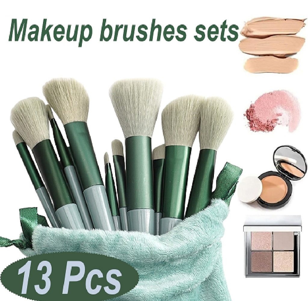 13 Piece Makeup Brush Set With Matching Storage Pouch Professional Soft Bristles For Blending Contouring And Daily Use | Random Color