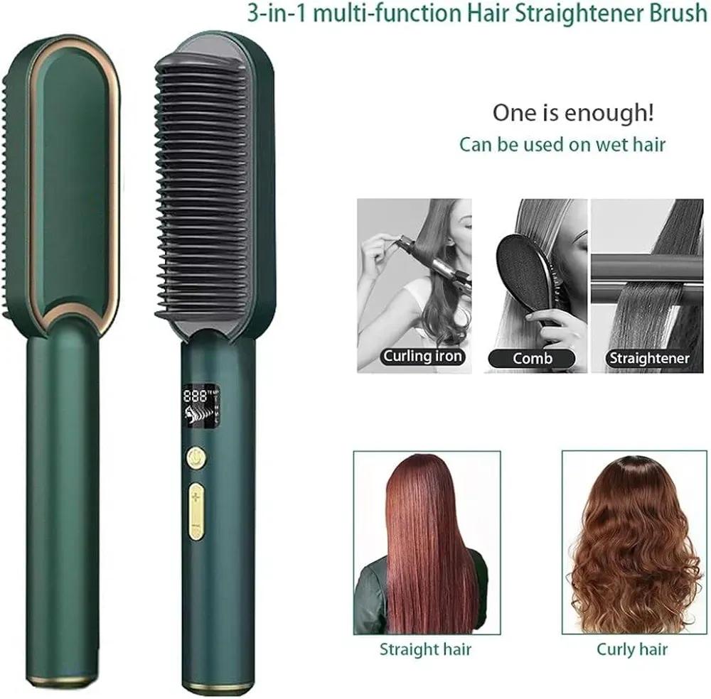 Green Hair Comb for Straight Curly Hair Styling