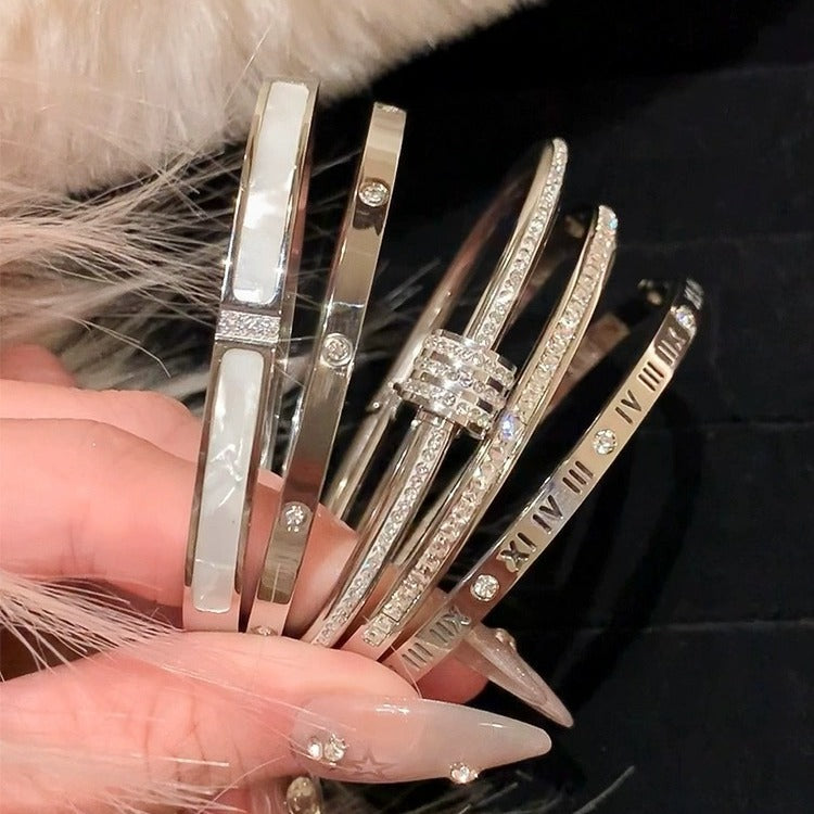 Rose Gold Zircon Bracelets Set for Women