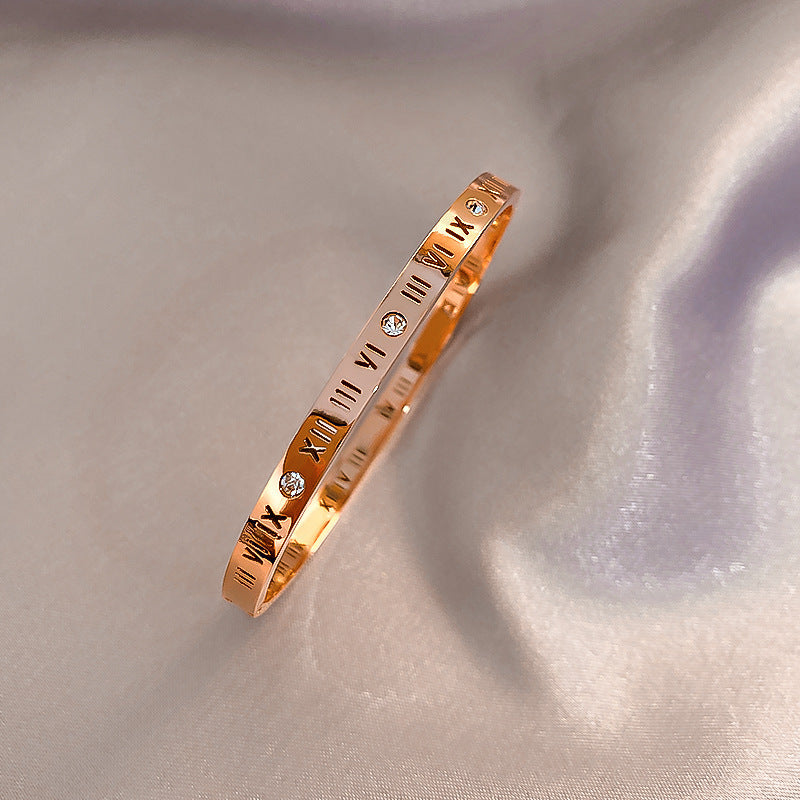 Rose Gold Zircon Bracelets Set for Women